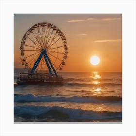 Sunset With Ferris Wheel Canvas Print
