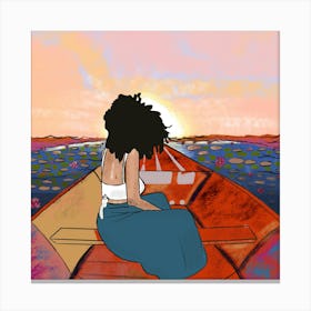 Woman In A Boat Canvas Print