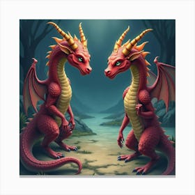 Watercolor The Gorgons With A Dark, Mystical Backdrop 1 Canvas Print