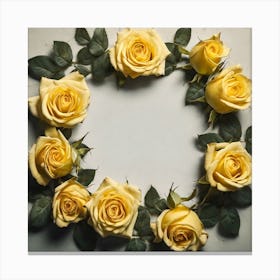 Yellow Roses Wreath Canvas Print