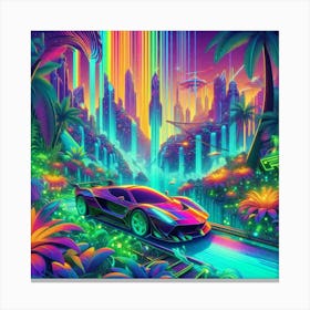 Futuristic Car in the jungle Canvas Print