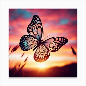 Butterfly At Sunset 4 Canvas Print