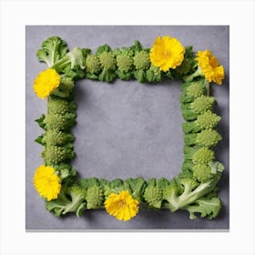 Frame Of Vegetables And Flowers Canvas Print