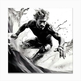 Surfer On Wave Canvas Print