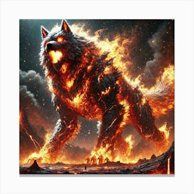 Fire Wolf Converted Canvas Print