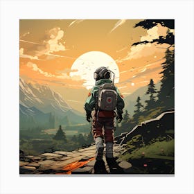 Young Space Traveller Discovers New Planet Canvas Print