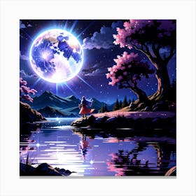 Full Moon At Night Canvas Print