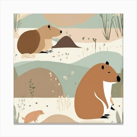 A Cute Minimalistic Simple Capybara Side Profile C (4) Canvas Print