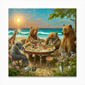 Bears At The Beach Canvas Print