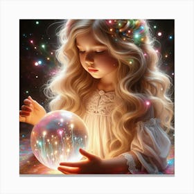 Little Girl Holding A Crystal Ball 4 Canvas Print