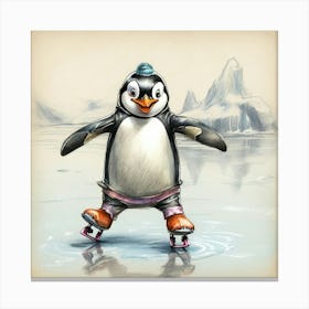 Penguin Skating 2 Canvas Print