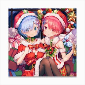 Two Girls Christmas Canvas Print