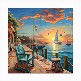 Sunset On The Dock 1 Canvas Print