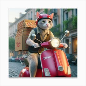 Cat On A Moped Canvas Print