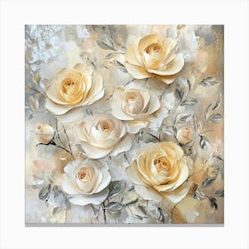 3D Yellow Roses Canvas Print