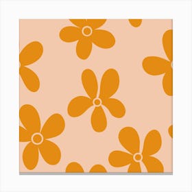 Orange Flowers On A Pink Background Canvas Print