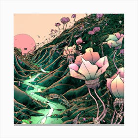 Trip through a flower field Canvas Print