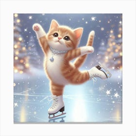 Ice Skating Kitten Canvas Print