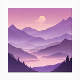 Misty mountains background in purple tone 25 Canvas Print