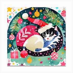 Sleeping cat for Christmas Art Print Canvas Print