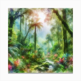 Tropical Jungle Watercolor Painting Canvas Print