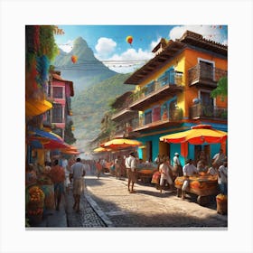 Street Scene In Colombia Canvas Print