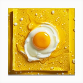 Signal Yellow Paper With A Fried Egg Textured Surface And White Color Splashes Emerging In 3d Enhan Canvas Print