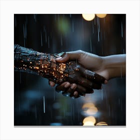 Handshake In The Rain Canvas Print