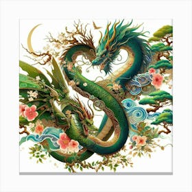 Dragon And Flower Painting Canvas Print