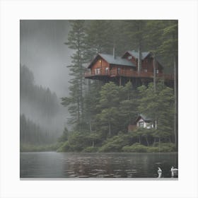 Tree House In The Rain Canvas Print