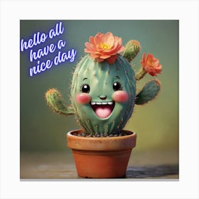 Happy Cactus Canvas Print