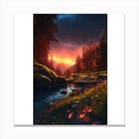 Sunset In The Forest 5 Canvas Print