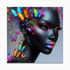 Purple woman butterfly wall art 2 Canvas Print