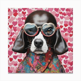 Lovable Pooch in Heart Glasses - Adorable Dog Art Canvas Print