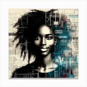Afro-American Woman With Technology Canvas Print