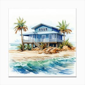 Watercolor Beach House 2 Canvas Print