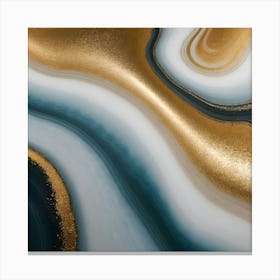 Gold And Blue Abstract Painting 2 Canvas Print