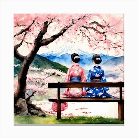 Japanese Sakura In Mountain 8 Canvas Print