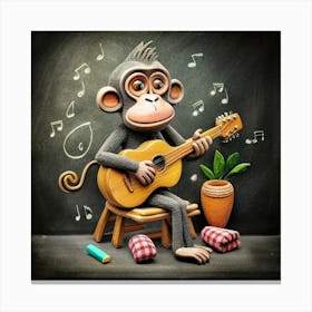 Monkey Playing Guitar 2 Canvas Print