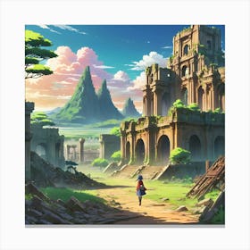 Old City Anime Canvas Print