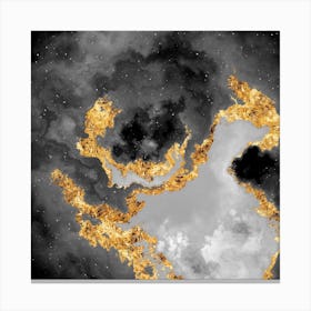 100 Nebulas in Space with Stars Abstract in Black and Gold n.058 Canvas Print