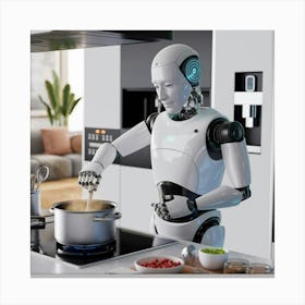 A 3d Render Of A Smart Robot Cooking Foo N0gb73 Hq6au30mlfi5x6w Srtn1kzaqs Pw5tuymeeng Canvas Print