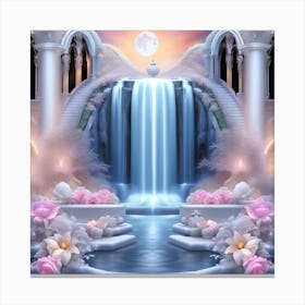 Fairy Garden With Waterfall Canvas Print