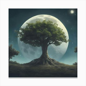 Tree In The Moonlight Canvas Print