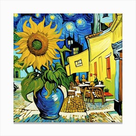 Sunflower On A Table Canvas Print