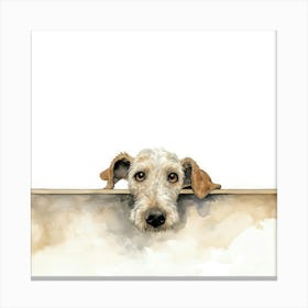 Dog Peeking Over The Wall 3 Canvas Print