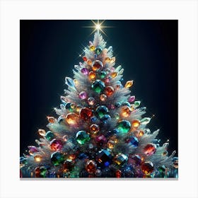 Christmas Tree With Colorful Glass Baubles Canvas Print