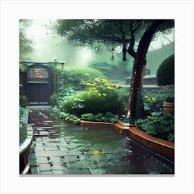 Garden In The Rain 1 Canvas Print