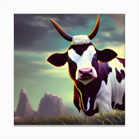 Cow In The Grass Canvas Print