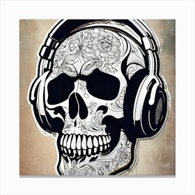 Skull With Headphones 143 Canvas Print